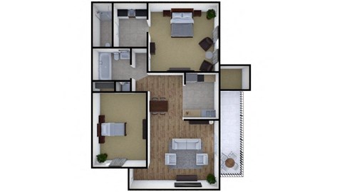 Two Bedroom Two Bath Floor Plan